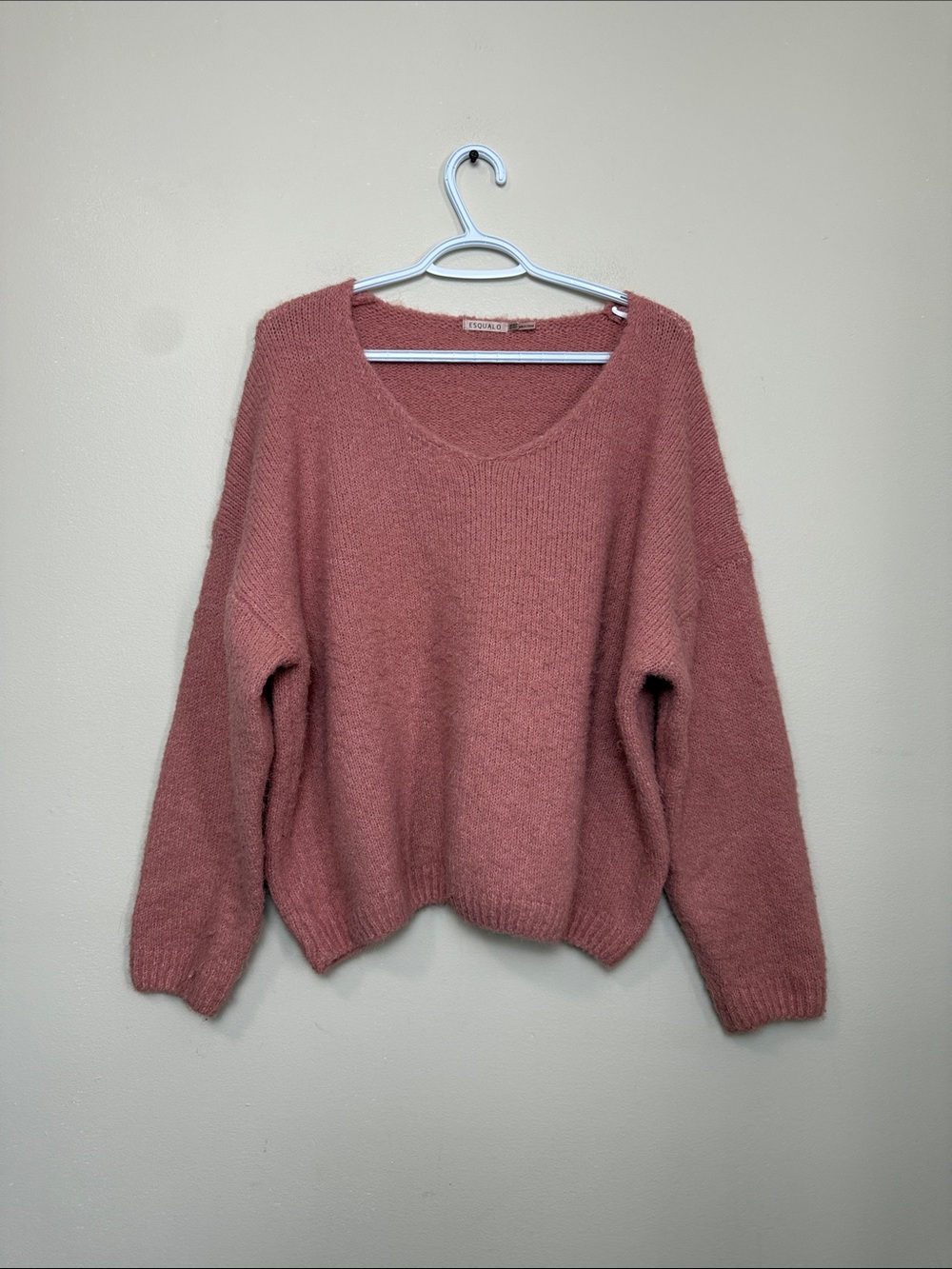 ESQUALO Dusty Rose Scoop Neck Knit Sweater size XL/XXL